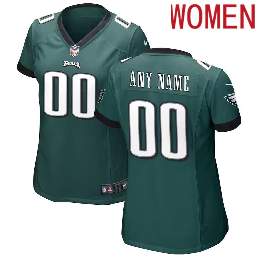 Women Philadelphia Eagles Nike Midnight Green Custom Game NFL Jersey->customized nfl jersey->Custom Jersey